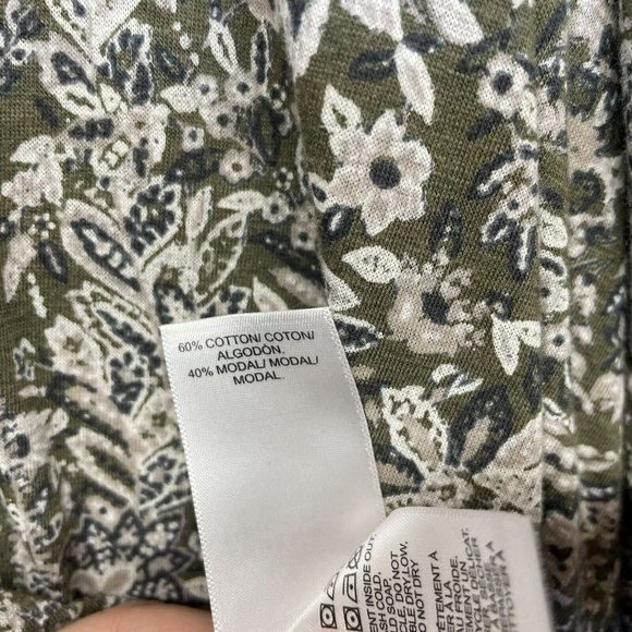 Lucky Brand Top Size 2X Olive Green Floral Print Long Sleeve T-Shirt 3/4 Sleeve - Picture 6 of 6